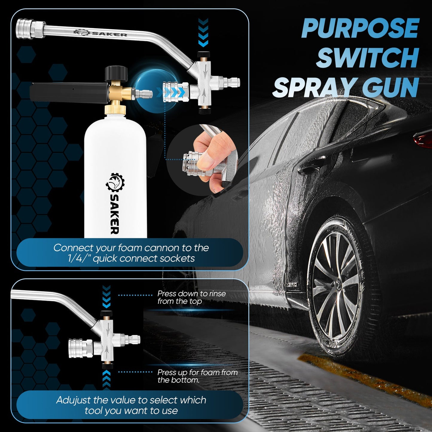 Sakerplus Foam Cannon Dual Connector Accessory