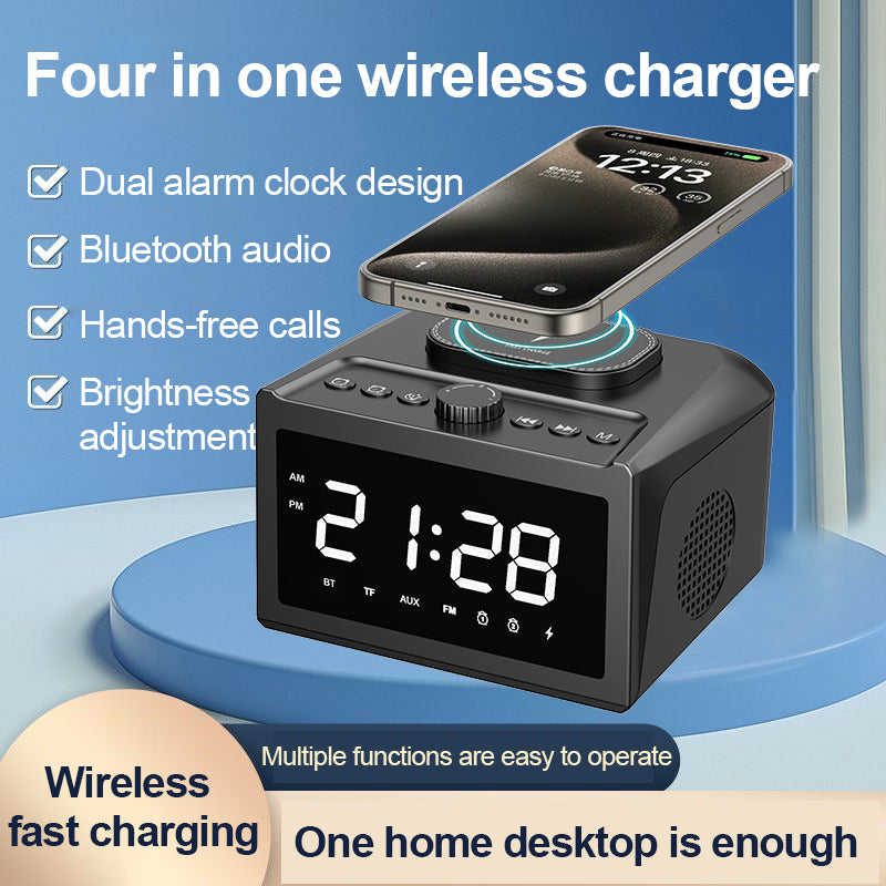 SAKER Wireless Charging Alarm Clock With White Noise Speaker