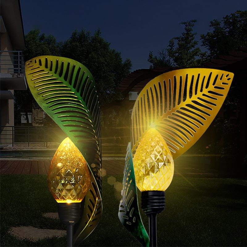 Solar Leaf Crackle Garden Decor Light