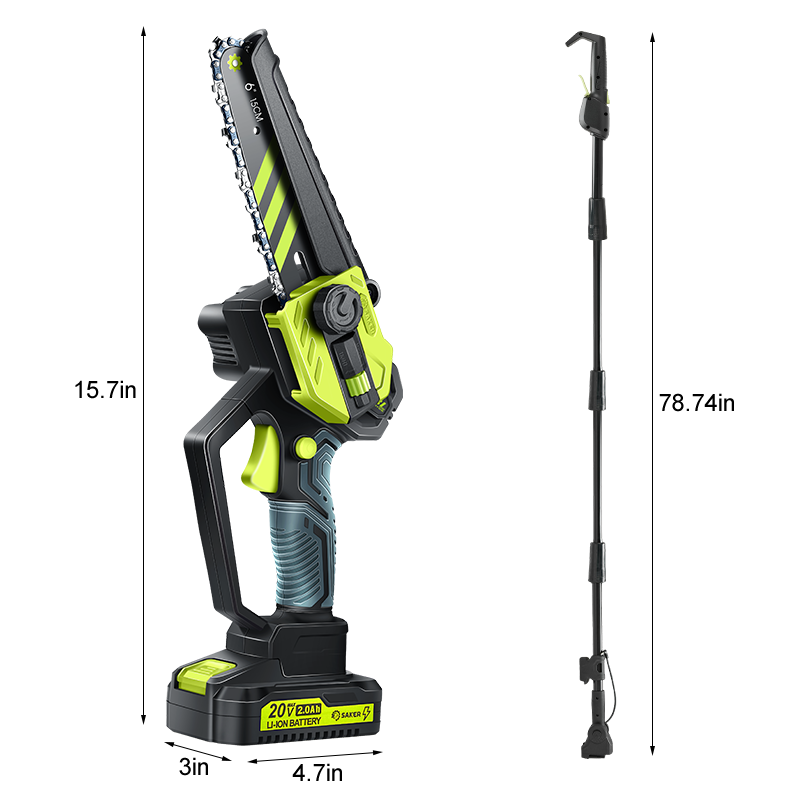 Saker Cordless Pole Saw and Mini Chainsaw