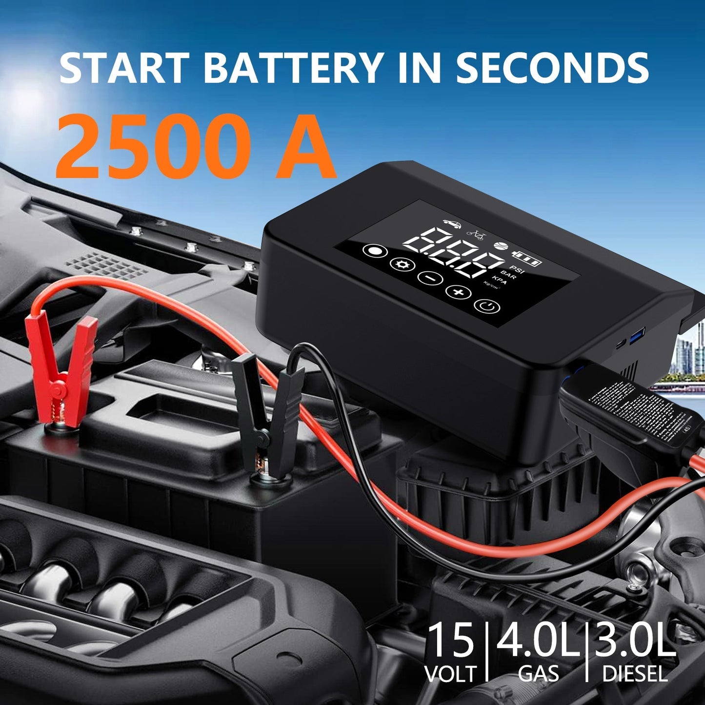 Sakerplus Powerful Car Jump Starter & Inflator