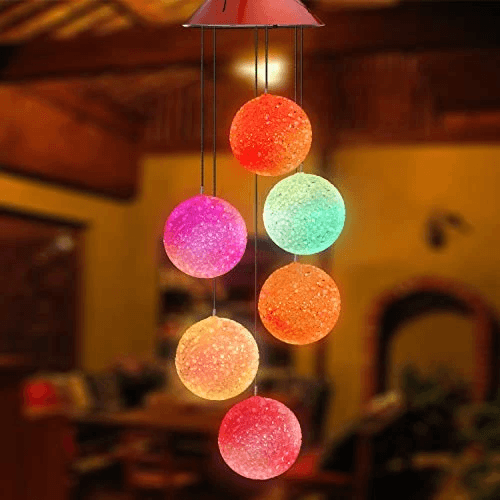 Outdoor Solar Powered Crystal Ball Light Wind Chime Lights