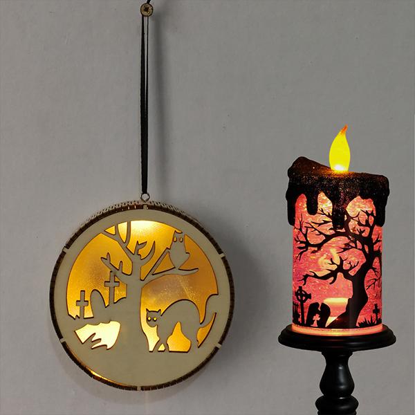Saker Halloween Hanging Wooden Light (6 pcs)