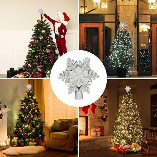 Christmas Tree Topper with LED Snowflake Projector
