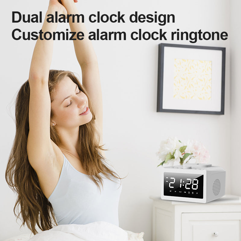 SAKER Wireless Charging Alarm Clock With White Noise Speaker
