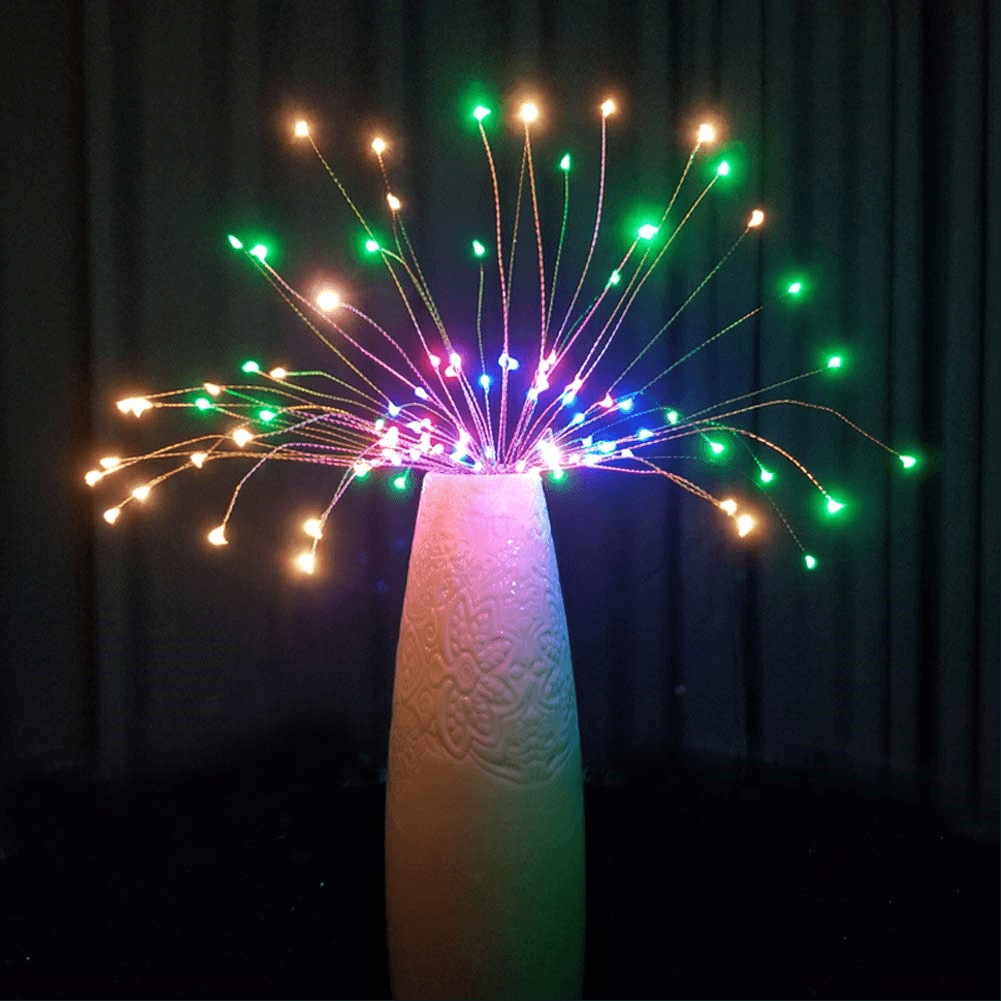 LED Copper Wire Starburst String Firework Lights, 120 brilliant LED lamp beads