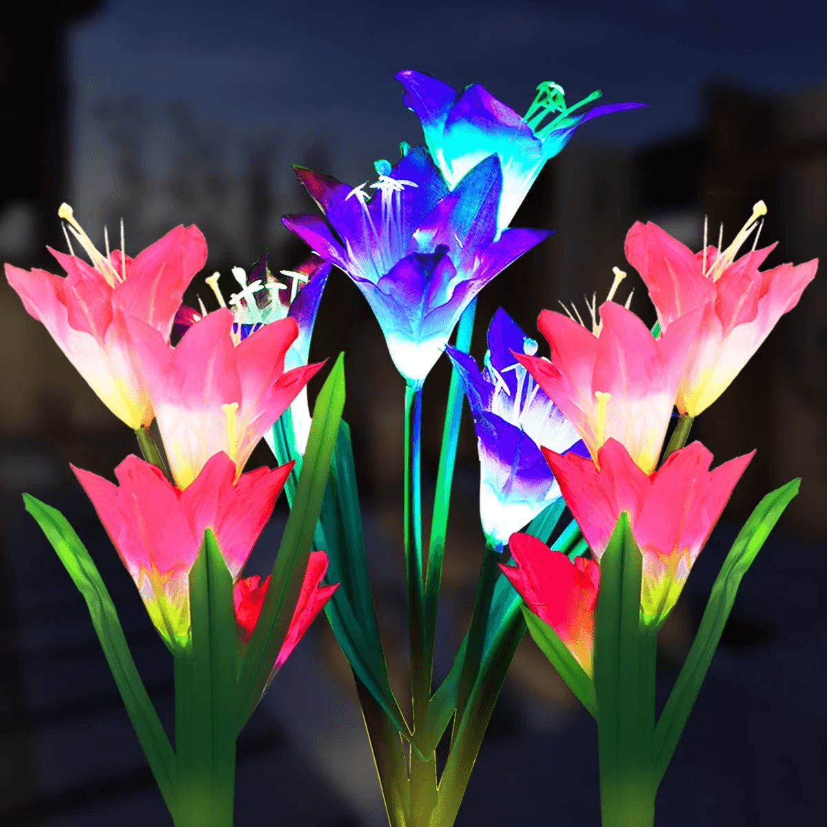 Solar Powered LED Flower Stake Set
