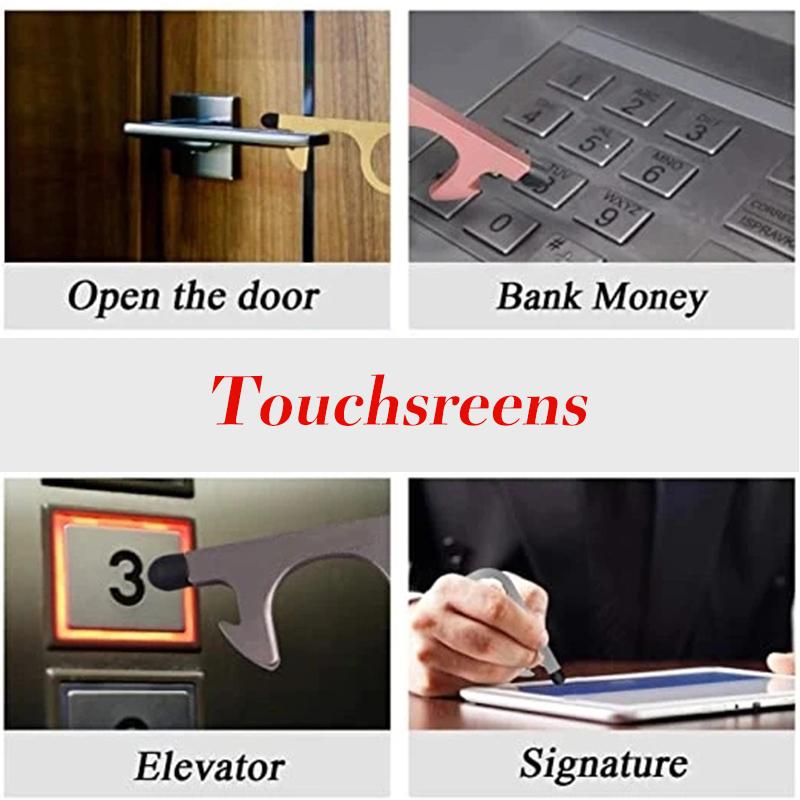 3pcs No Touch Door Opener EDC Hand Tools With Keychain Pendant