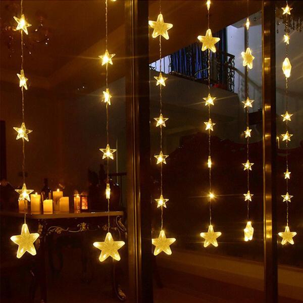 Christmas Star Curtain String Lights