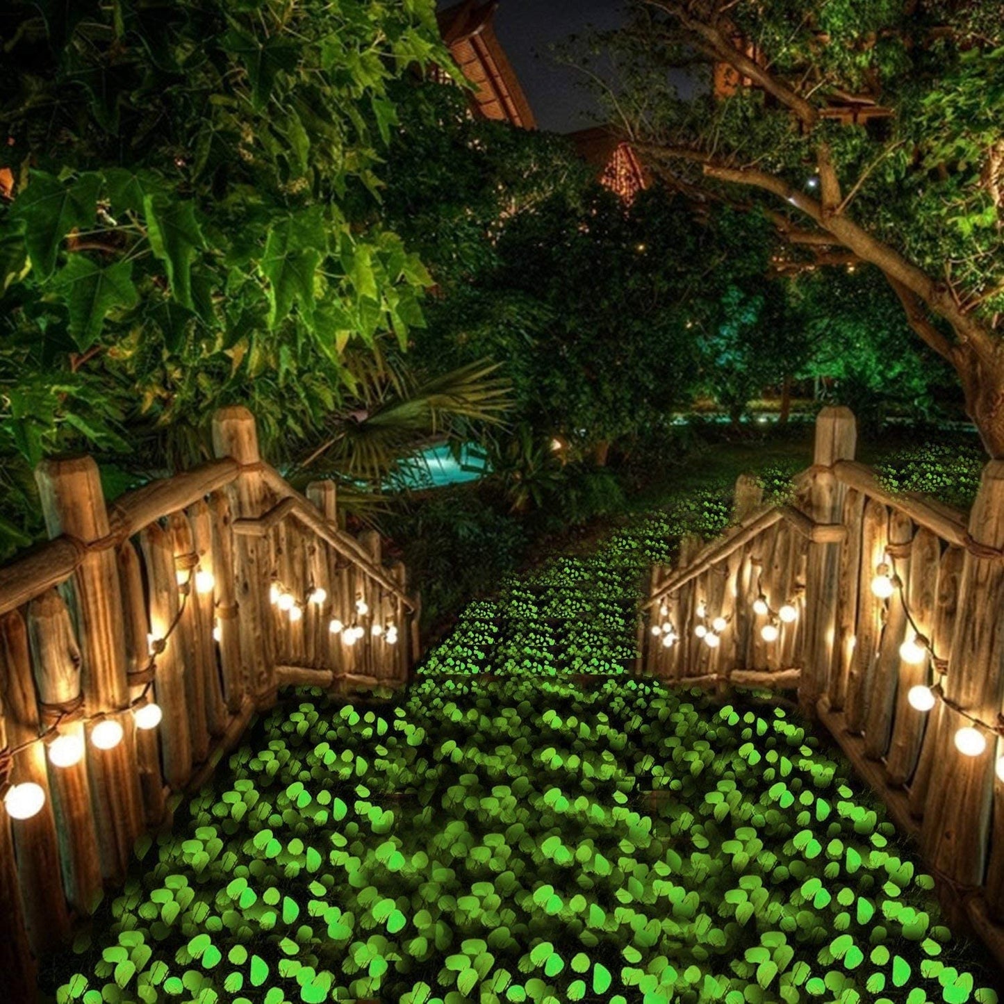 Dark Luminous Garden Pebbles,100PCS