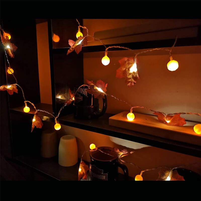 Pumpkin Maple Leaf String Lights