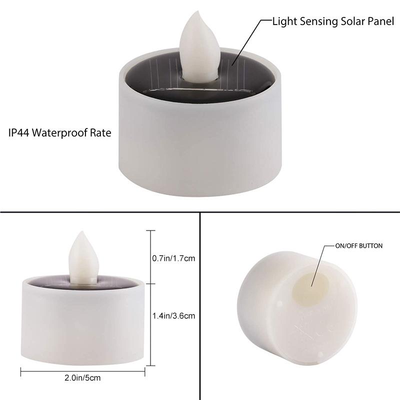 Solar Candles Outdoor Flameless Flickering light, 6PCS