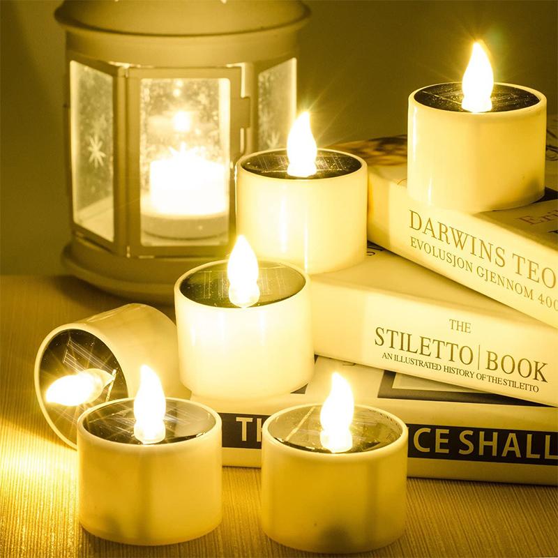 Solar Candles Outdoor Flameless Flickering light, 6PCS