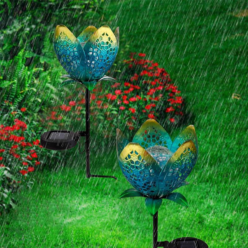 Solar Flower Crackle Garden Light, 2 Pack