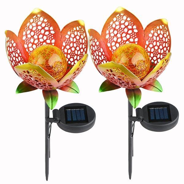 Solar Flower Crackle Garden Light, 2 Pack