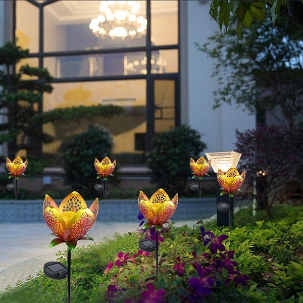 Solar Flower Crackle Garden Light, 2 Pack