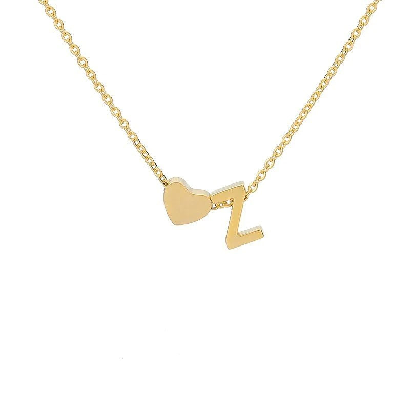 Sakerplus® 18K Gold Heart Initial Necklace