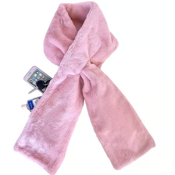 Sakerplus® Faux Fur Scarf With Hidden Pocket