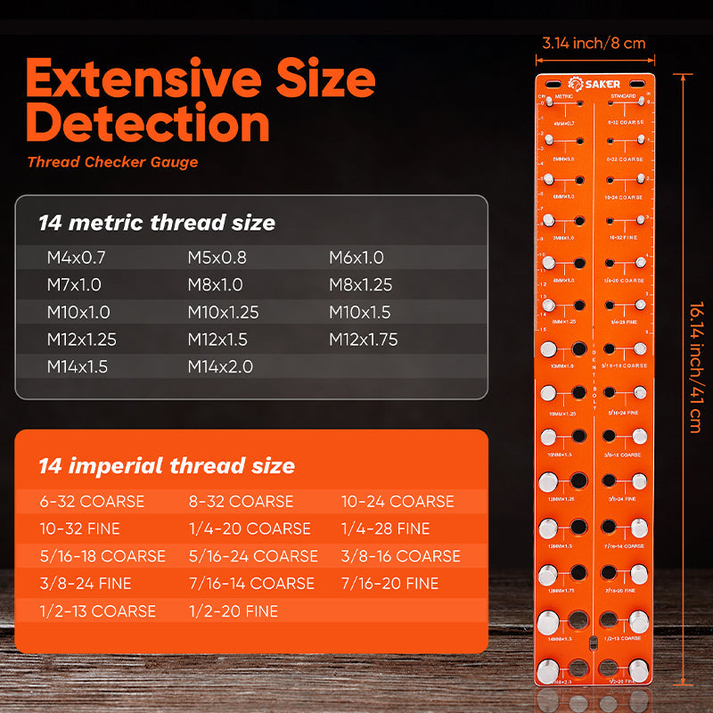 SAKER® Nut and Bolt Thread Checker