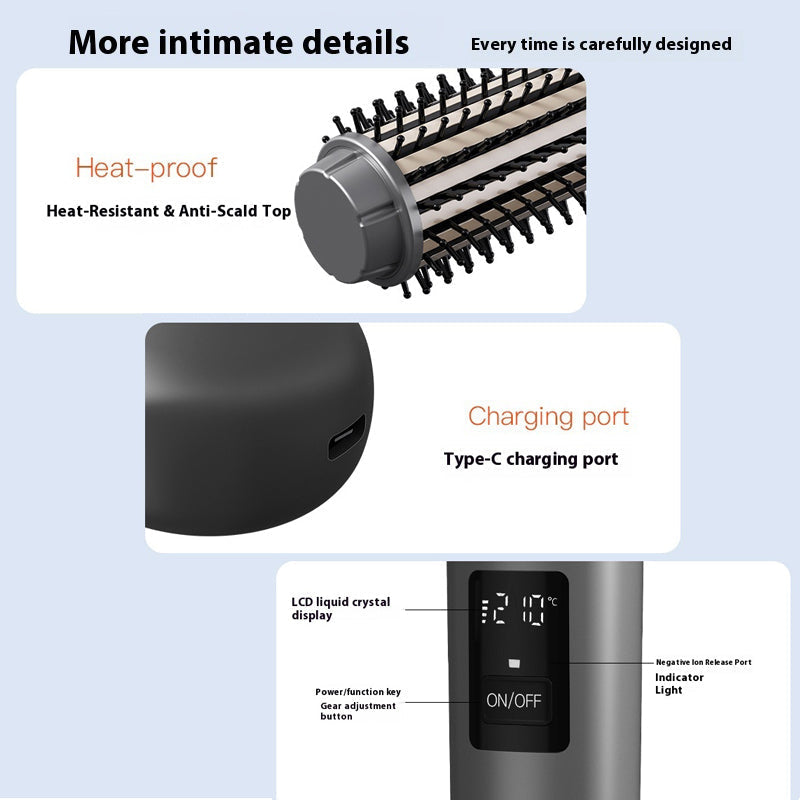 Sakerplus® Portable 3-in-1 Cordless Curling Brush