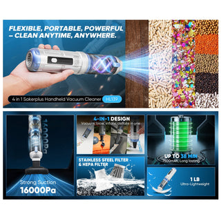 Sakerplus Slim Cordless Handheld Car Vacuum