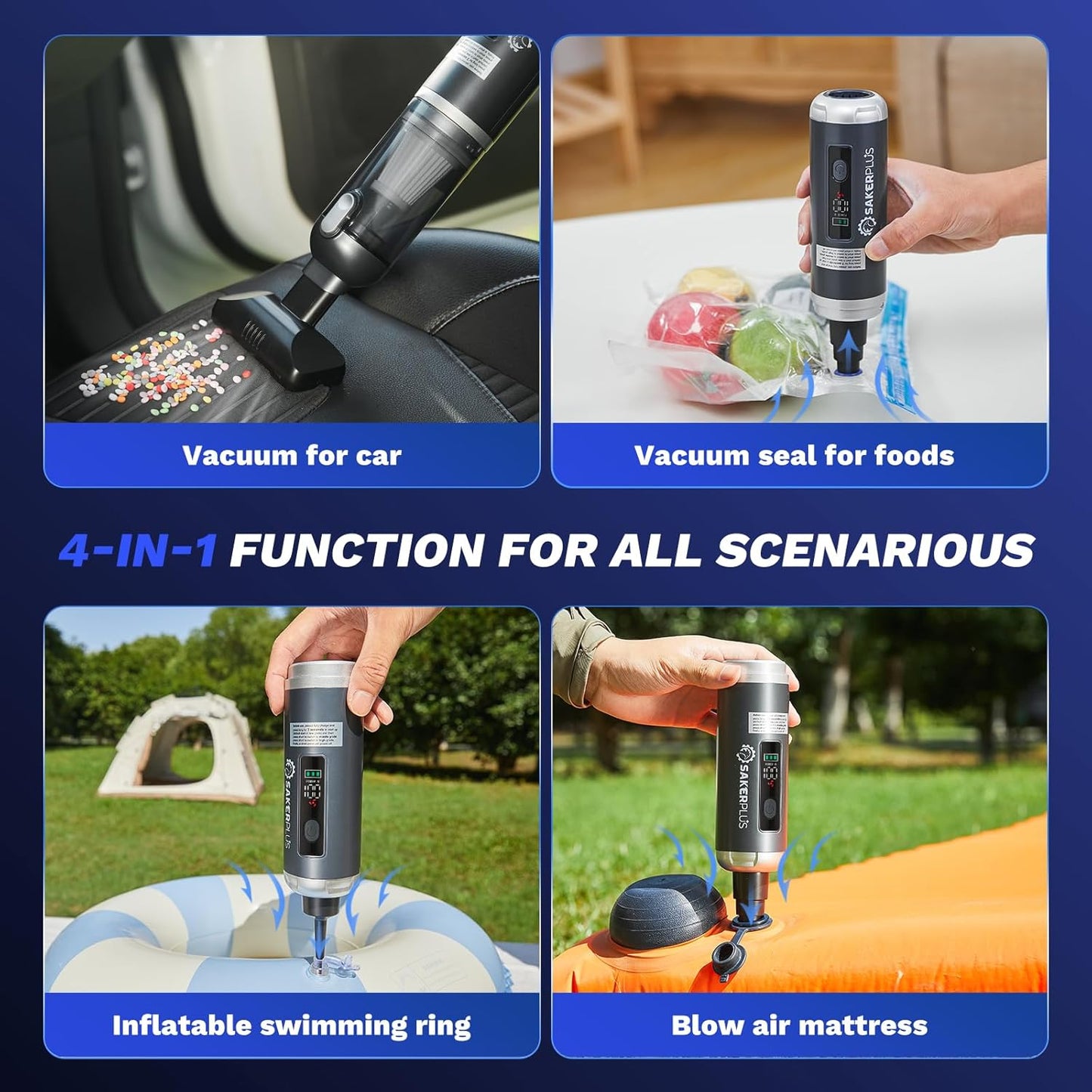 Sakerplus Slim Cordless Handheld Car Vacuum