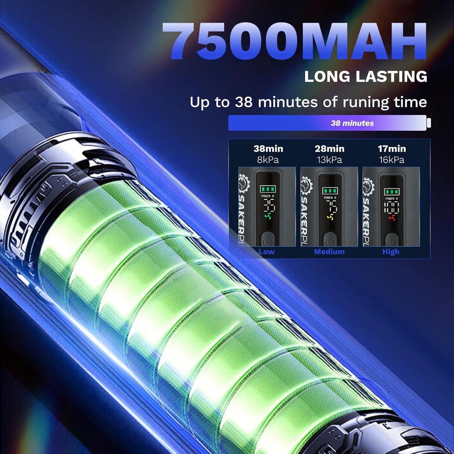 Sakerplus Slim Cordless Handheld Car Vacuum