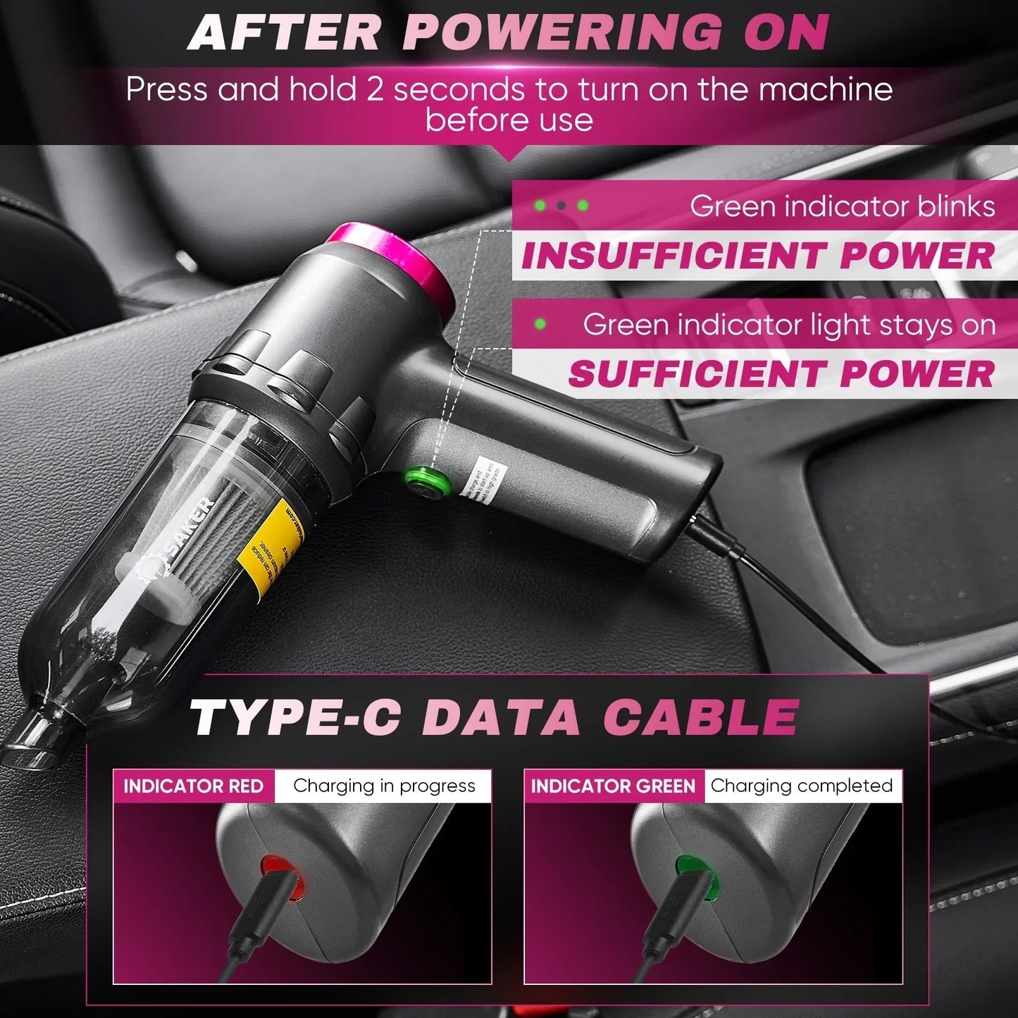 Sakerplus Portable Cordless Handheld Vacuum Cleaner