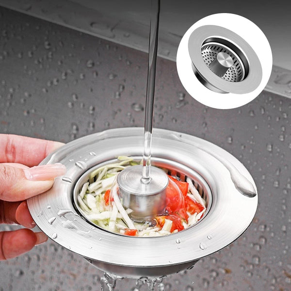 Sakerplus Upgraded 3-in-1 Kitchen Sink Drain Strainer