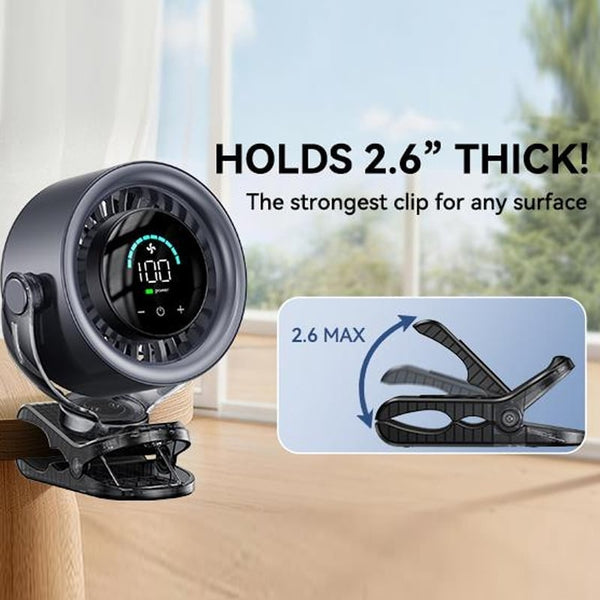 Sakerplus® Clip-On LCD Desk Fan