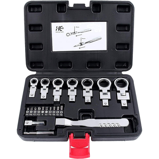 SAKER 20PCS Flex Head Ratchet Wrench Set
