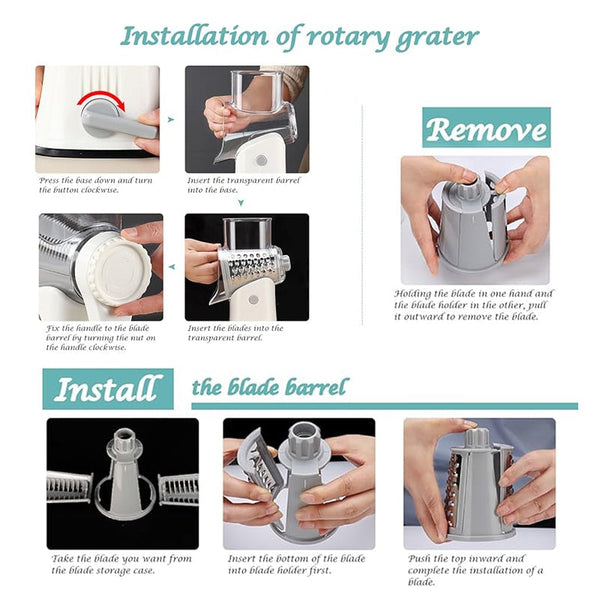 Sakerplus® 5 in 1 Rotary Cheese Grater Shredder