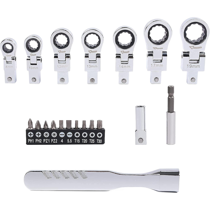 SAKER 20PCS Flex Head Ratchet Wrench Set