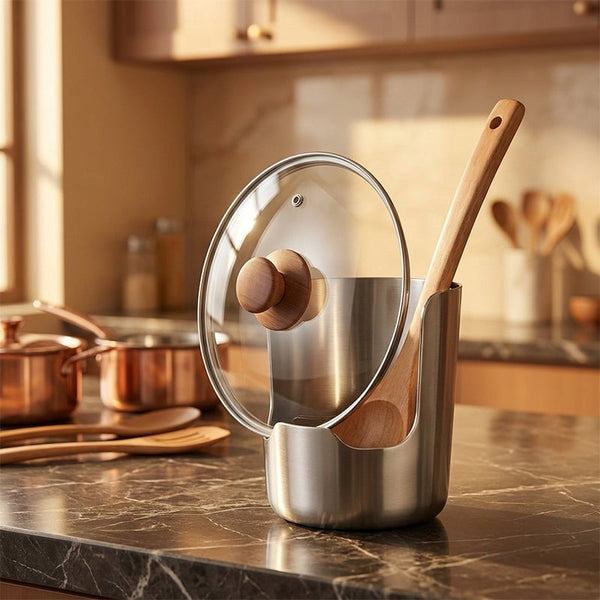 Sakerplus® 304 Stainless Steel Pot Lid & Ladle Holder Rack