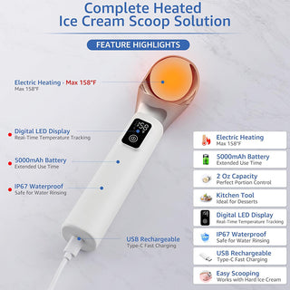 Sakerplus® Rechargeable Electric Heated Ice Cream Scoop