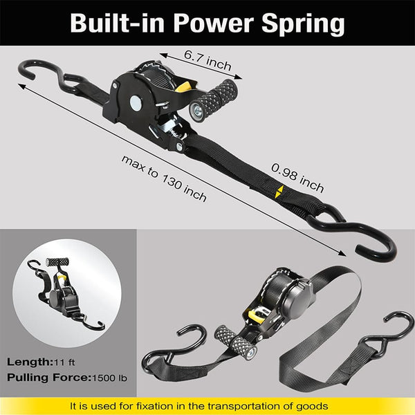 Sakerplus® Automatic Retractable Heavy-Duty Ratchet Strap