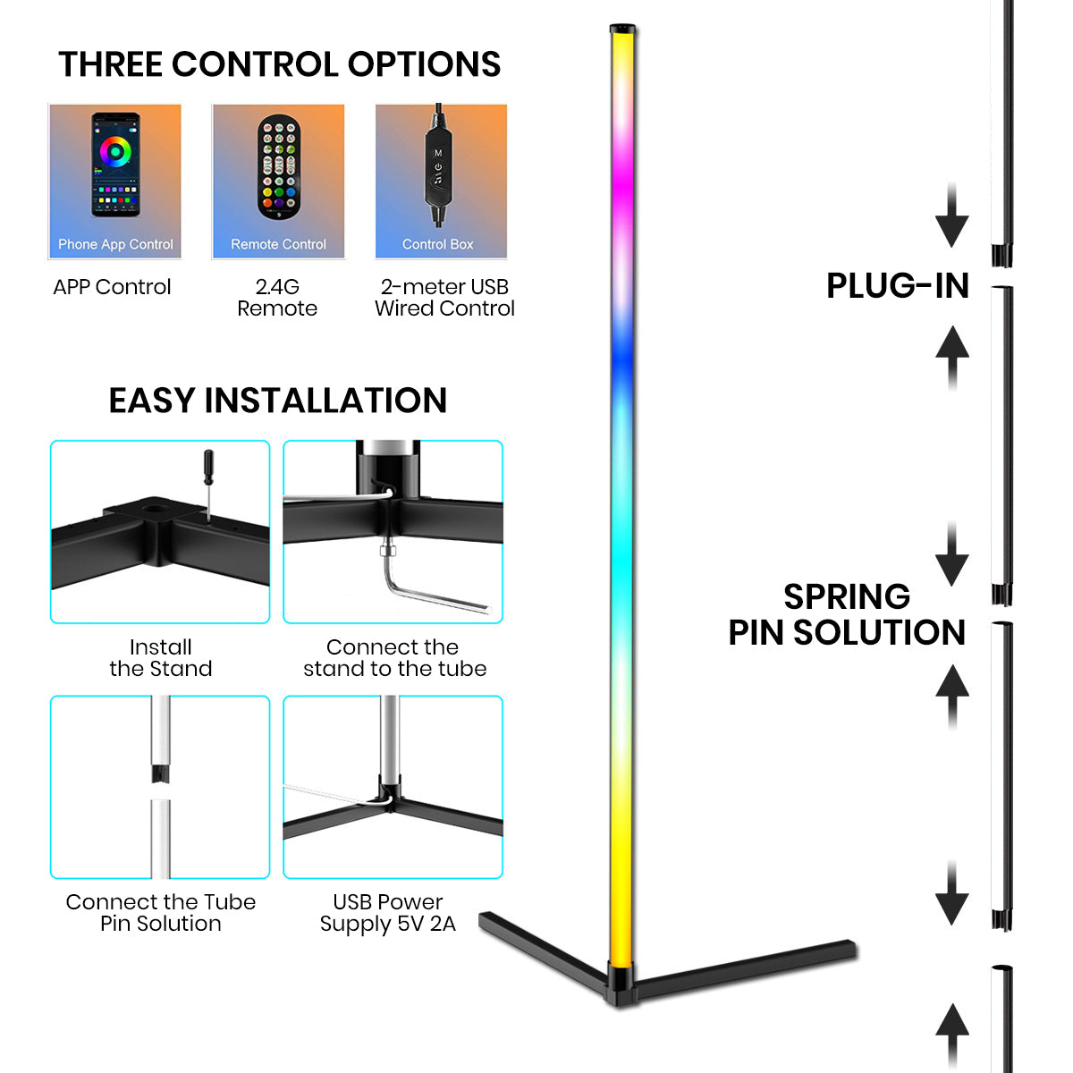 Saker RGB Corner Floor Lamp