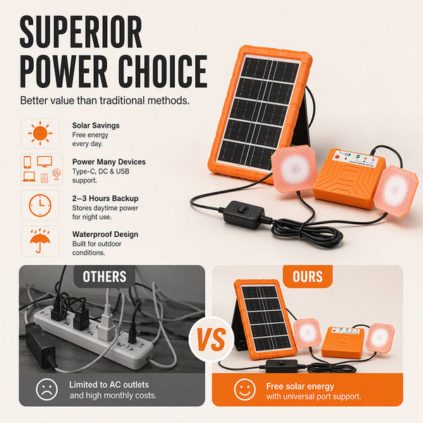 Sakerplus® Portable Solar Power System With LED Lights