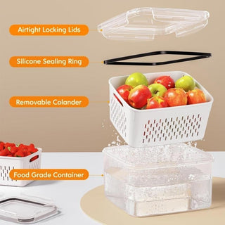 Sakerplus® Food Storage Containers for Fridge with Removable Colander