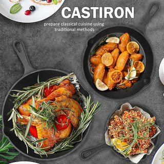 Sakerplus® Pre Seasoned Cast Iron Skillet Set