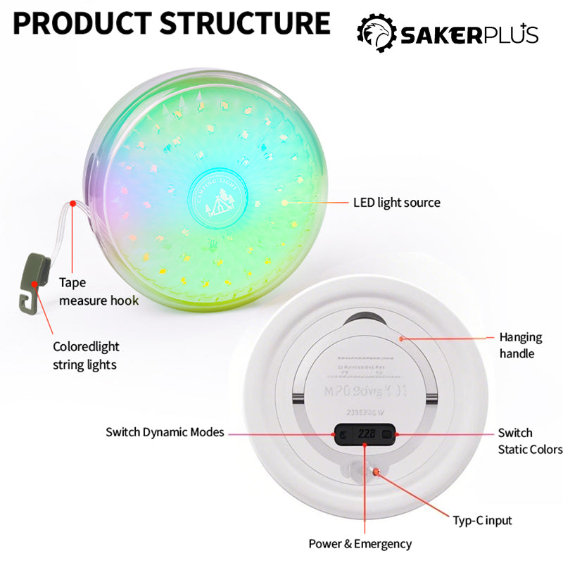 Sakerplus Rechargeable Outdoor Camping String Lights