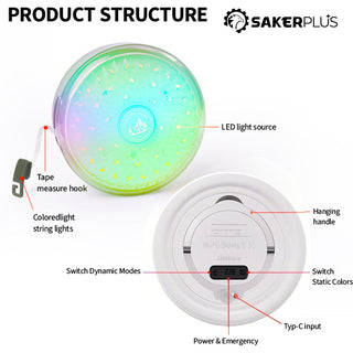 Sakerplus Rechargeable Outdoor Camping String Lights