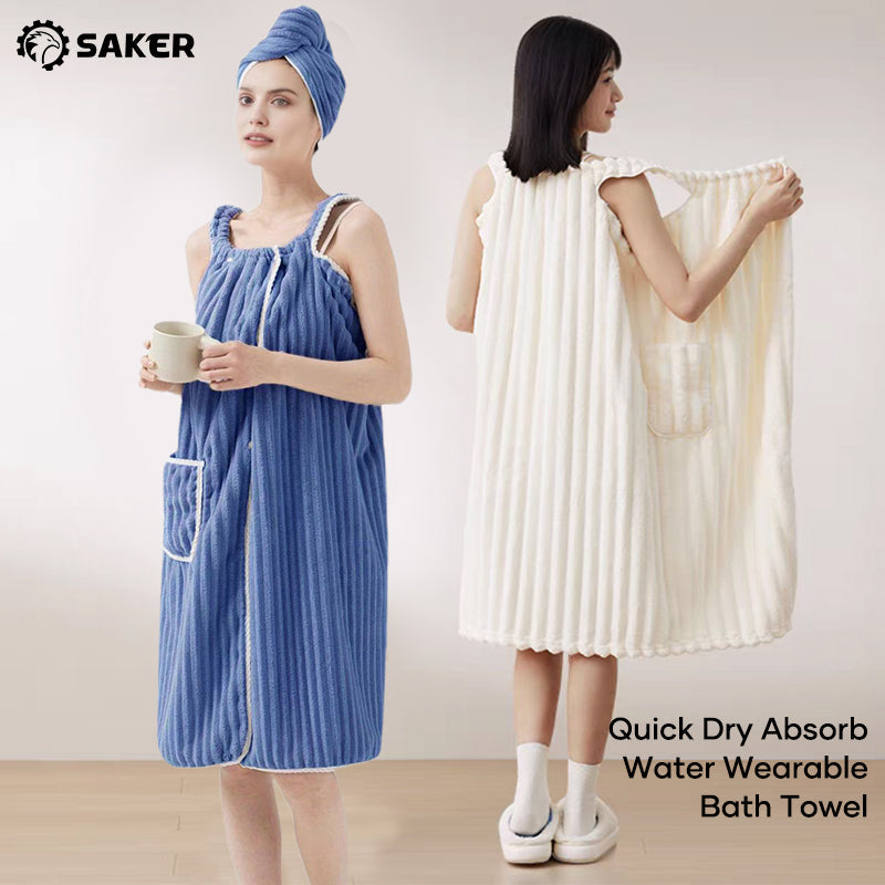 SAKER® Wearable Coral Soft Bath Towel
