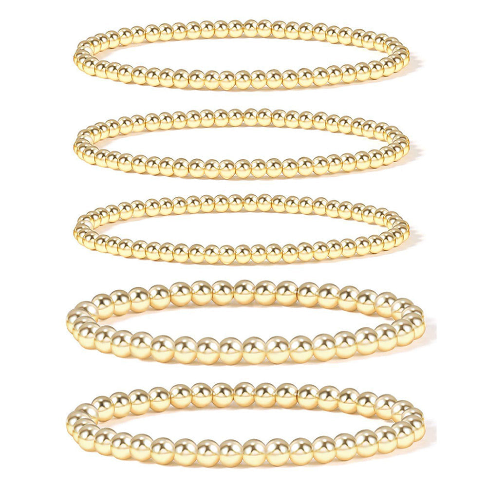 Sakerplus Gold Beaded Ball Bracelet Set