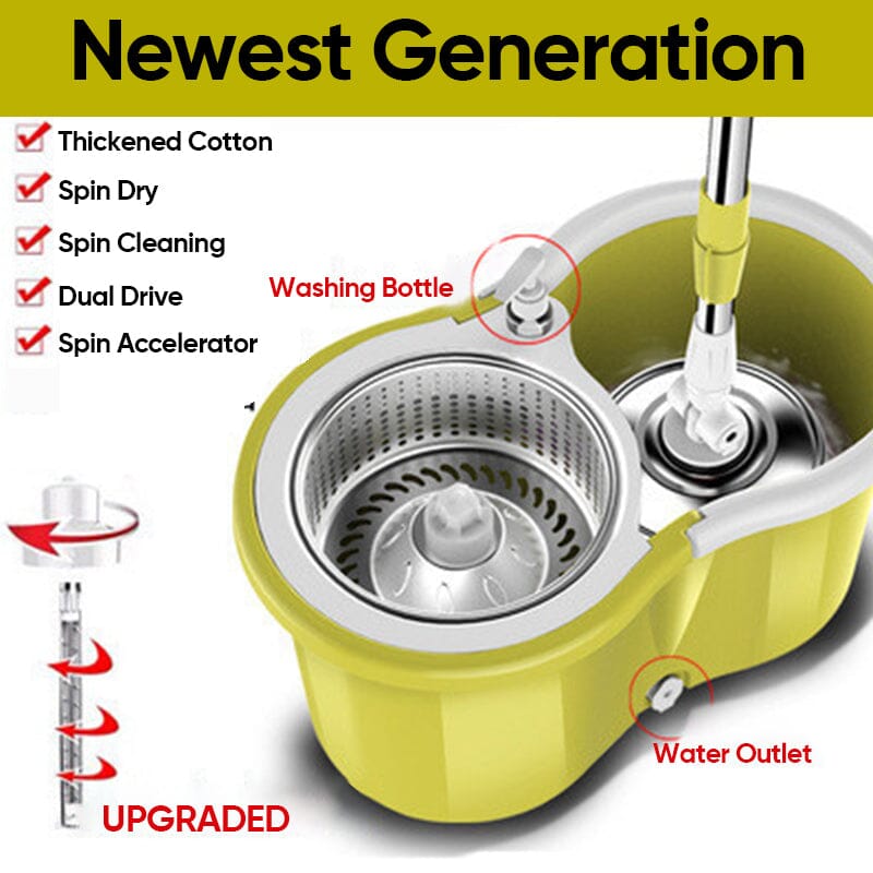 SAKER® 360° Spin Mop and Bucket