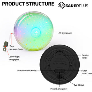 Sakerplus Rechargeable Outdoor Camping String Lights