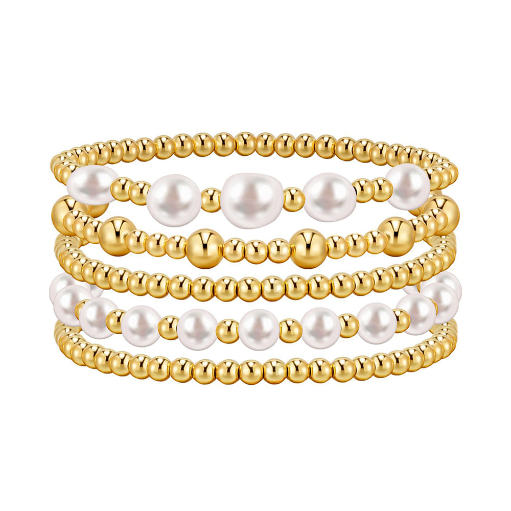 Sakerplus Gold Beaded Ball Bracelet Set
