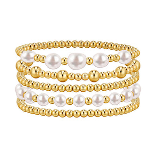 Sakerplus Gold Beaded Ball Bracelet Set