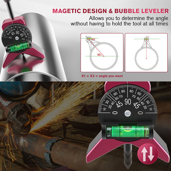 Sakerplus® Magnetic Pipe Center Finder Gauge Tool