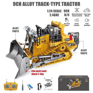 Sakerplus 9-Channel RC Metal Bulldozer